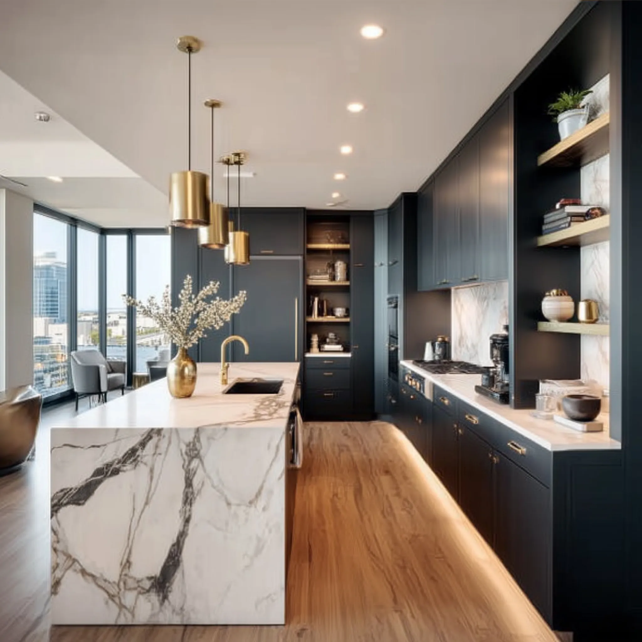 Modern luxury kitchen with freshly painted cabinets